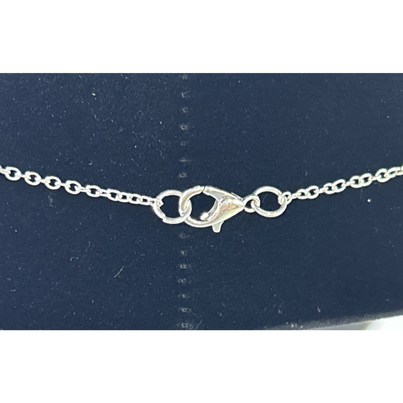 Sterling Silver Bow Cross Pendant Necklace with Blue Gemstones New Open Package - Picture 6 of 7